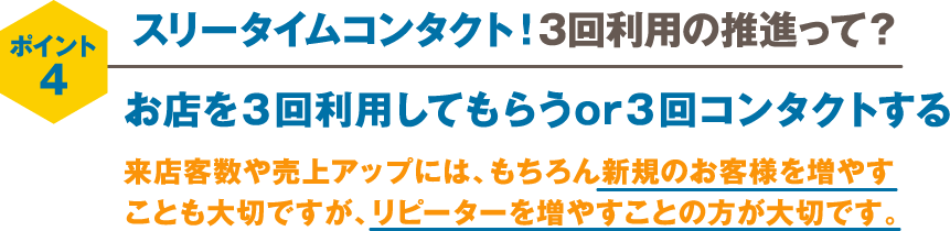 スリータイムコンタクト!3回利用の推進って?