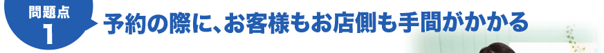 問題点01　予約の際に、お客様もお店側も手間がかかる